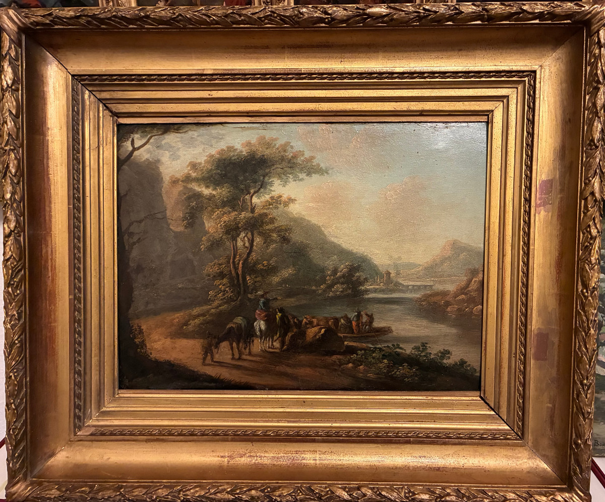 The Crossing. Oil On Metal, 19th Century. Follower Of Jan Both.