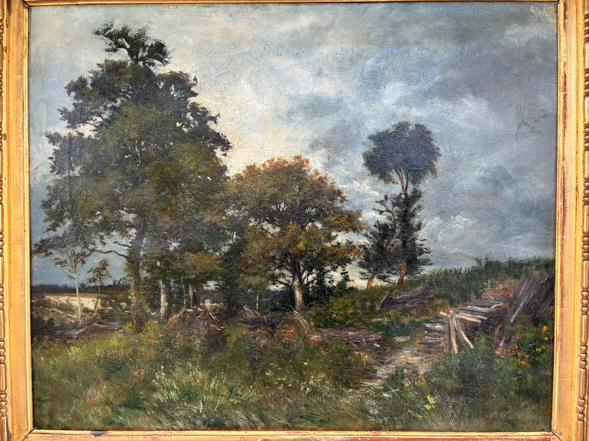 Paysage XIXème. Huile sur toile. Ecole de Barbizon.-photo-3