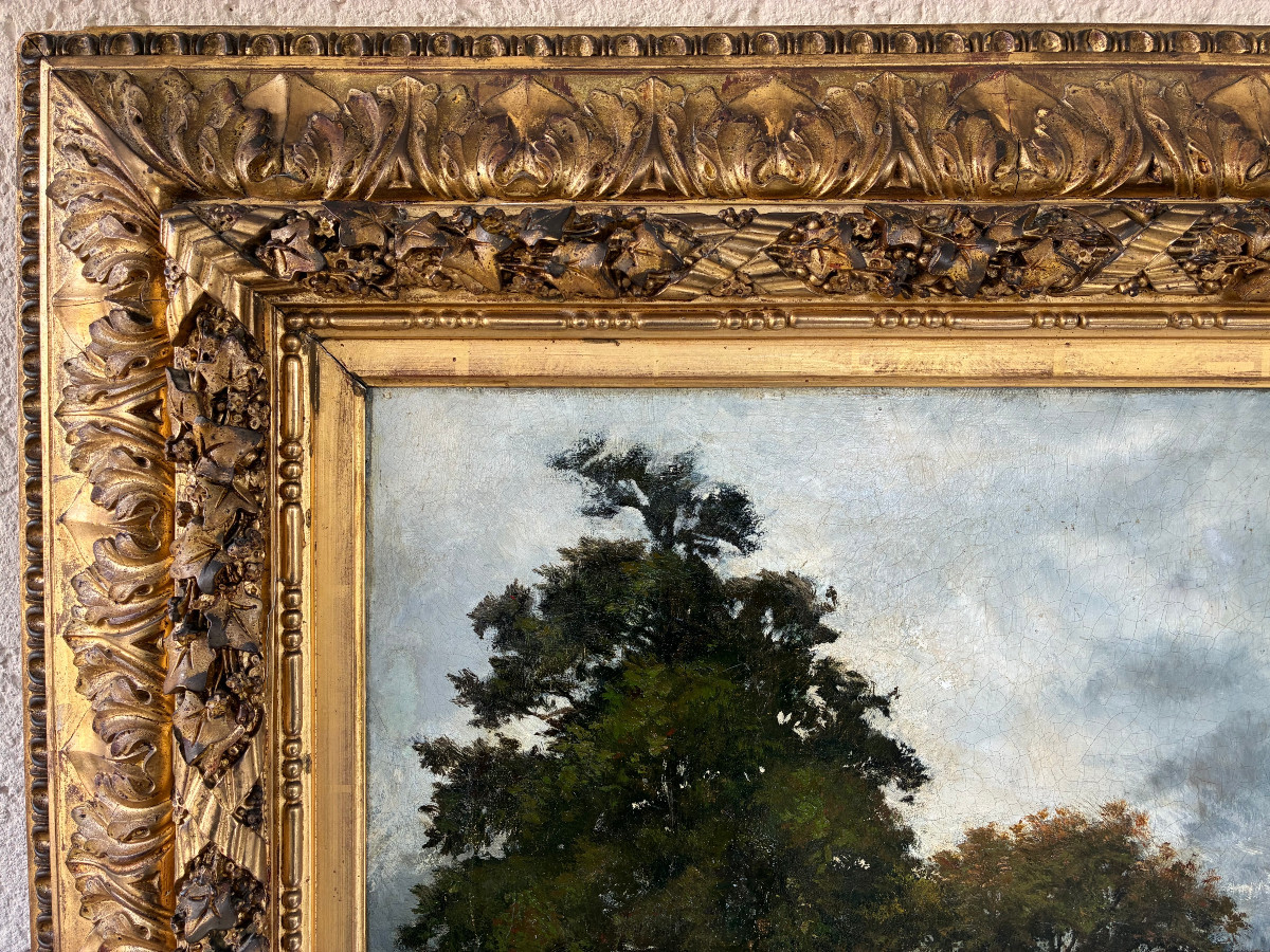 Paysage XIXème. Huile sur toile. Ecole de Barbizon.-photo-4