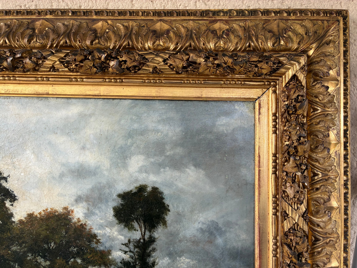 Paysage XIXème. Huile sur toile. Ecole de Barbizon.-photo-1