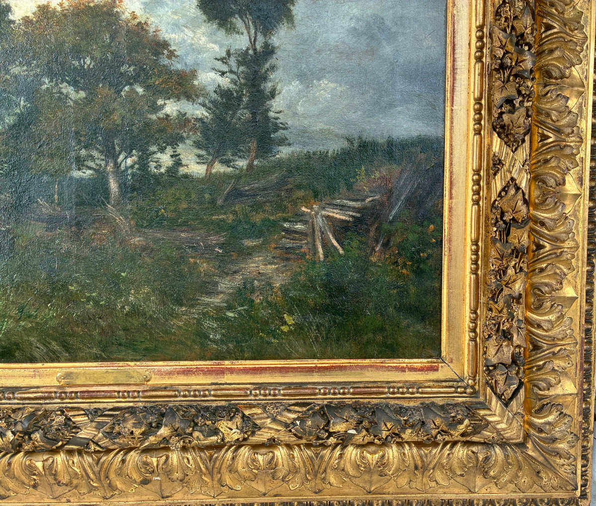 Paysage XIXème. Huile sur toile. Ecole de Barbizon.-photo-2