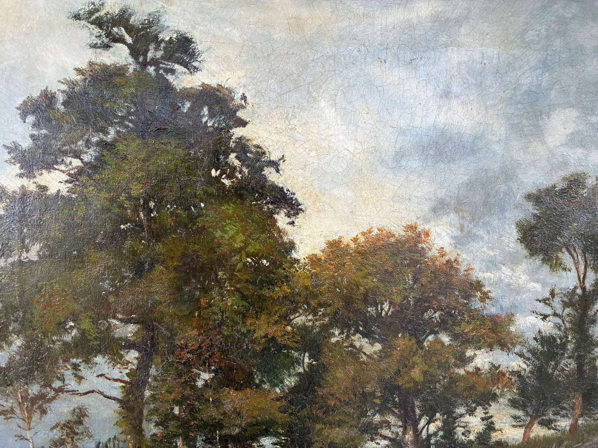 Paysage XIXème. Huile sur toile. Ecole de Barbizon.-photo-4