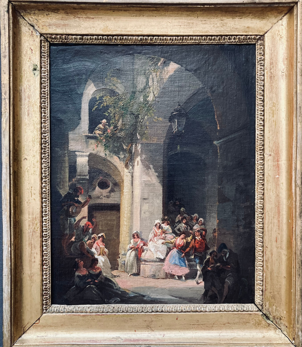 Neapolitan School, Early 19th Century. Dancers And Musicians In A Palace. Unsigned.-photo-6