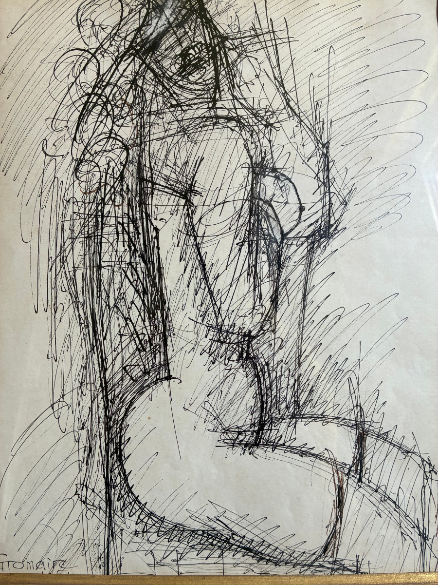 Black Ink, Brown Highlights On Paper. Marcel Gromaire 1951.-photo-2