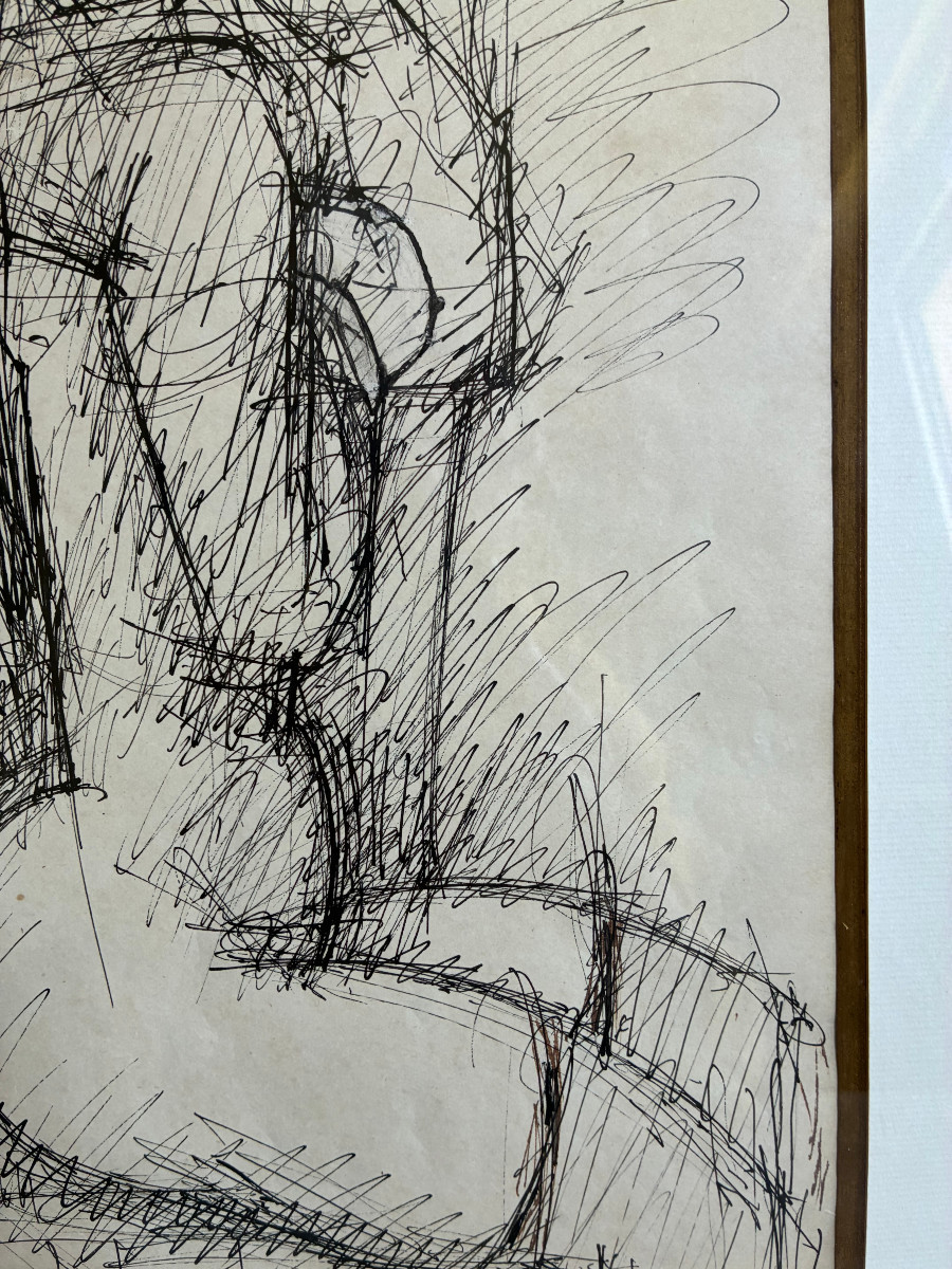 Black Ink, Brown Highlights On Paper. Marcel Gromaire 1951.-photo-1