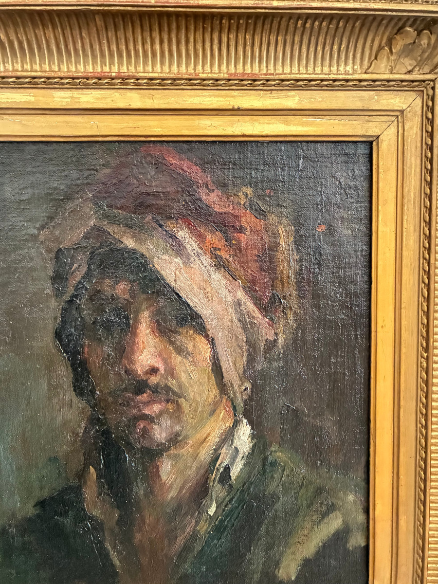Oil On Canvas. Oriental Portrait. 20th Century.-photo-2