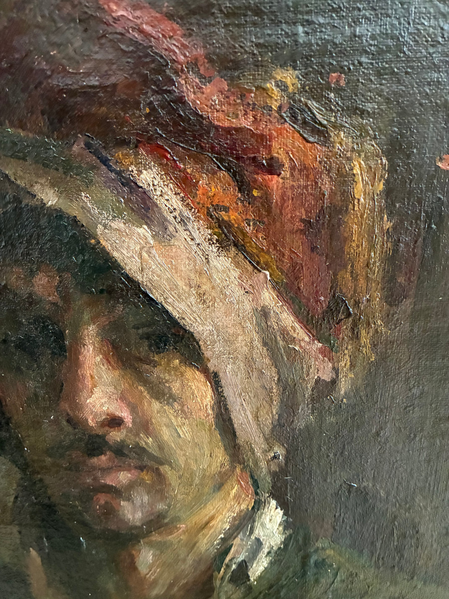 Oil On Canvas. Oriental Portrait. 20th Century.-photo-4