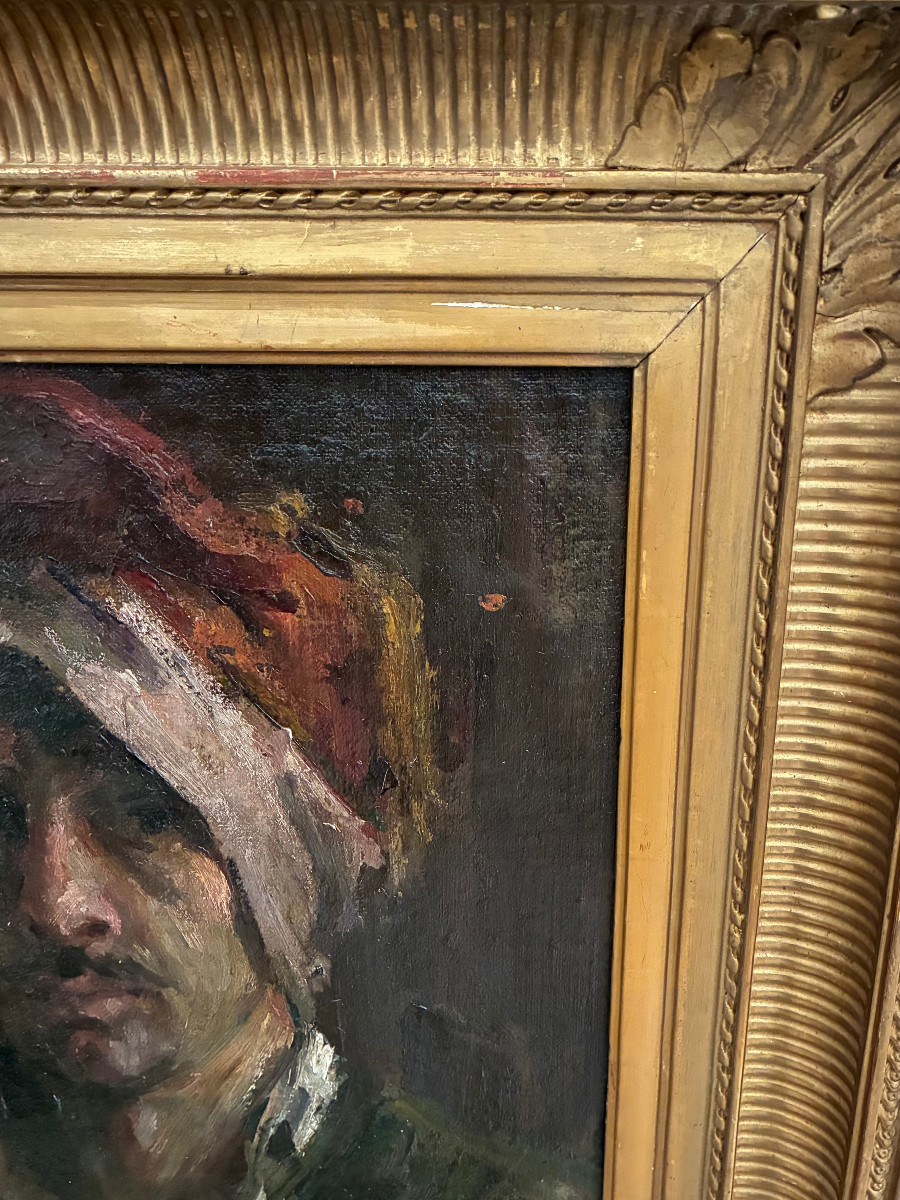 Oil On Canvas. Oriental Portrait. 20th Century.-photo-3