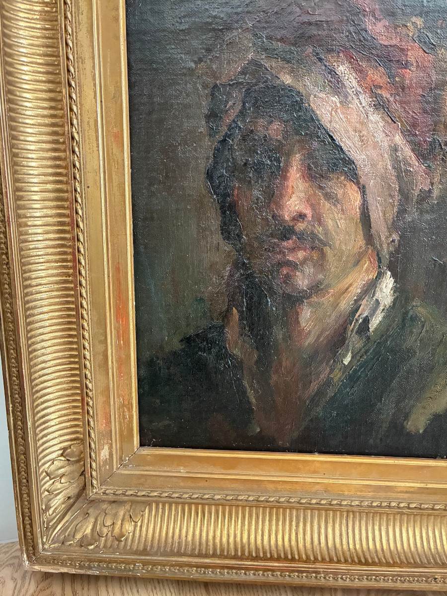 Oil On Canvas. Oriental Portrait. 20th Century.-photo-5