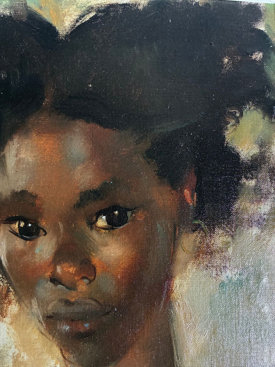 Portrait de jeune femme Africaine . Clément SERNEELS. (1912-1991). Ecole belge.-photo-2