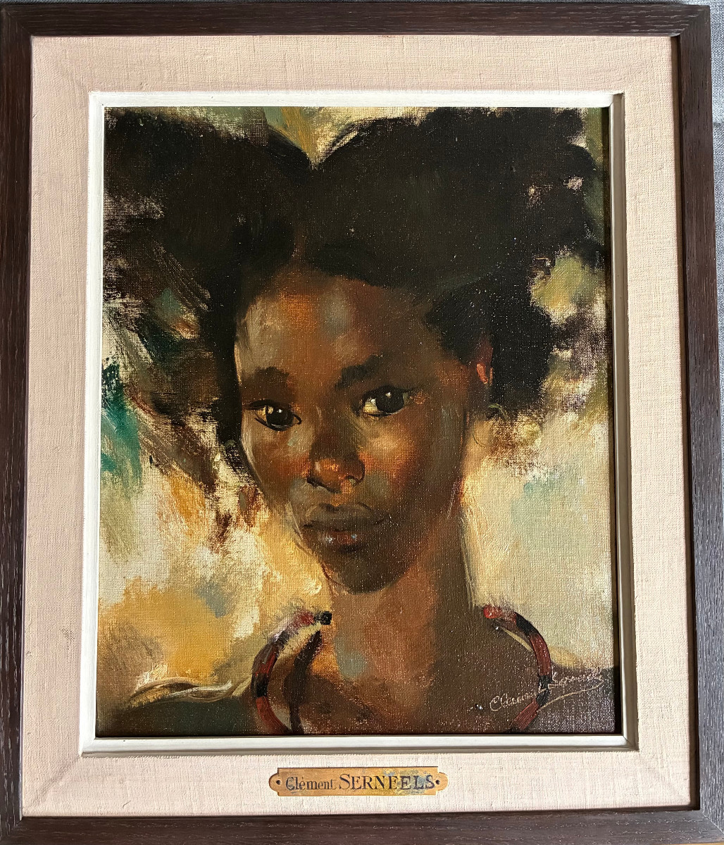 Portrait de jeune femme Africaine . Clément SERNEELS. (1912-1991). Ecole belge.