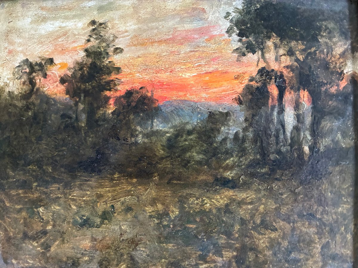 Paysage crépusculaire,  Désiré Lucas. (1869-1949). Ecole Française.-photo-3