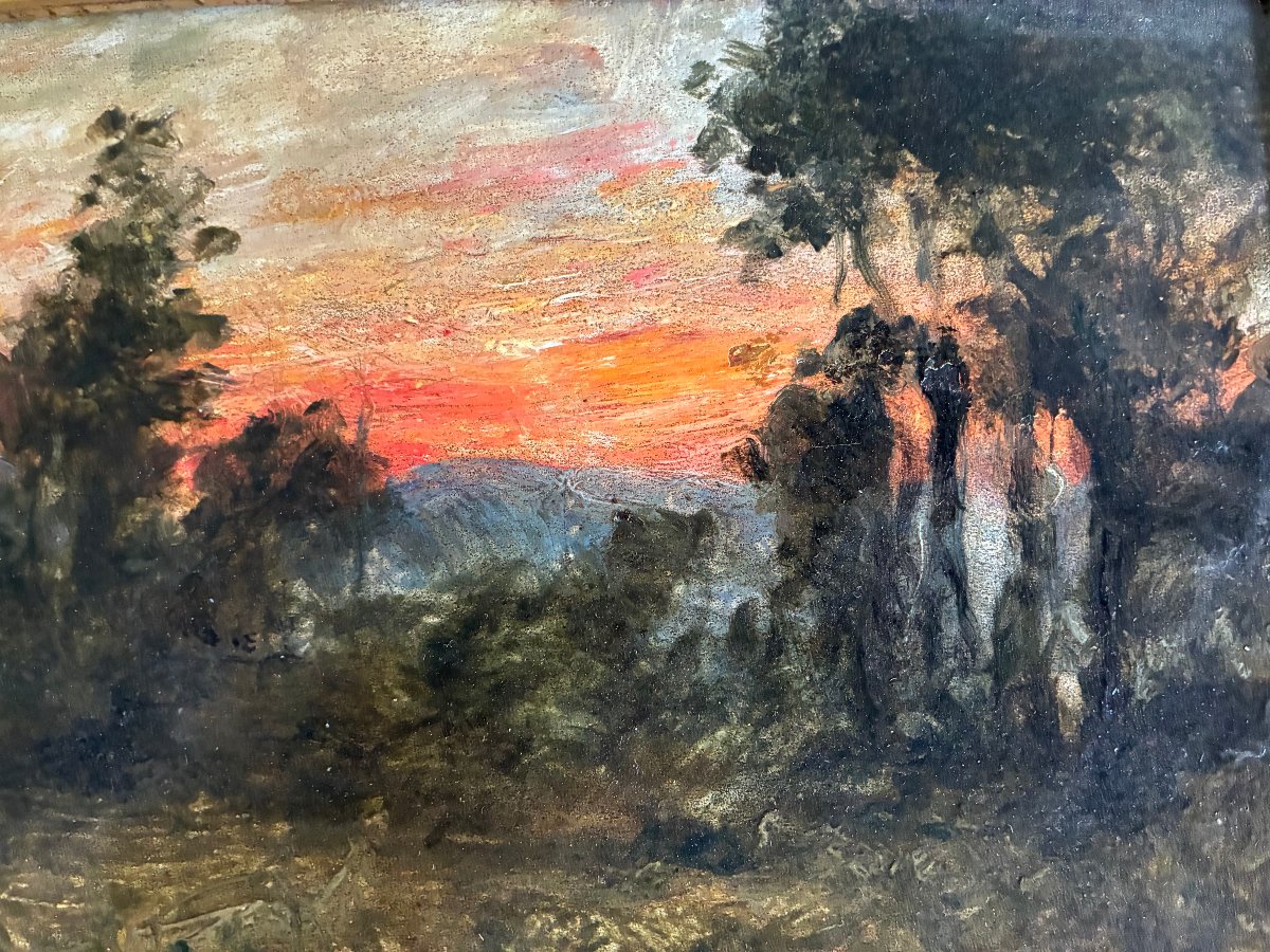 Paysage crépusculaire,  Désiré Lucas. (1869-1949). Ecole Française.-photo-3