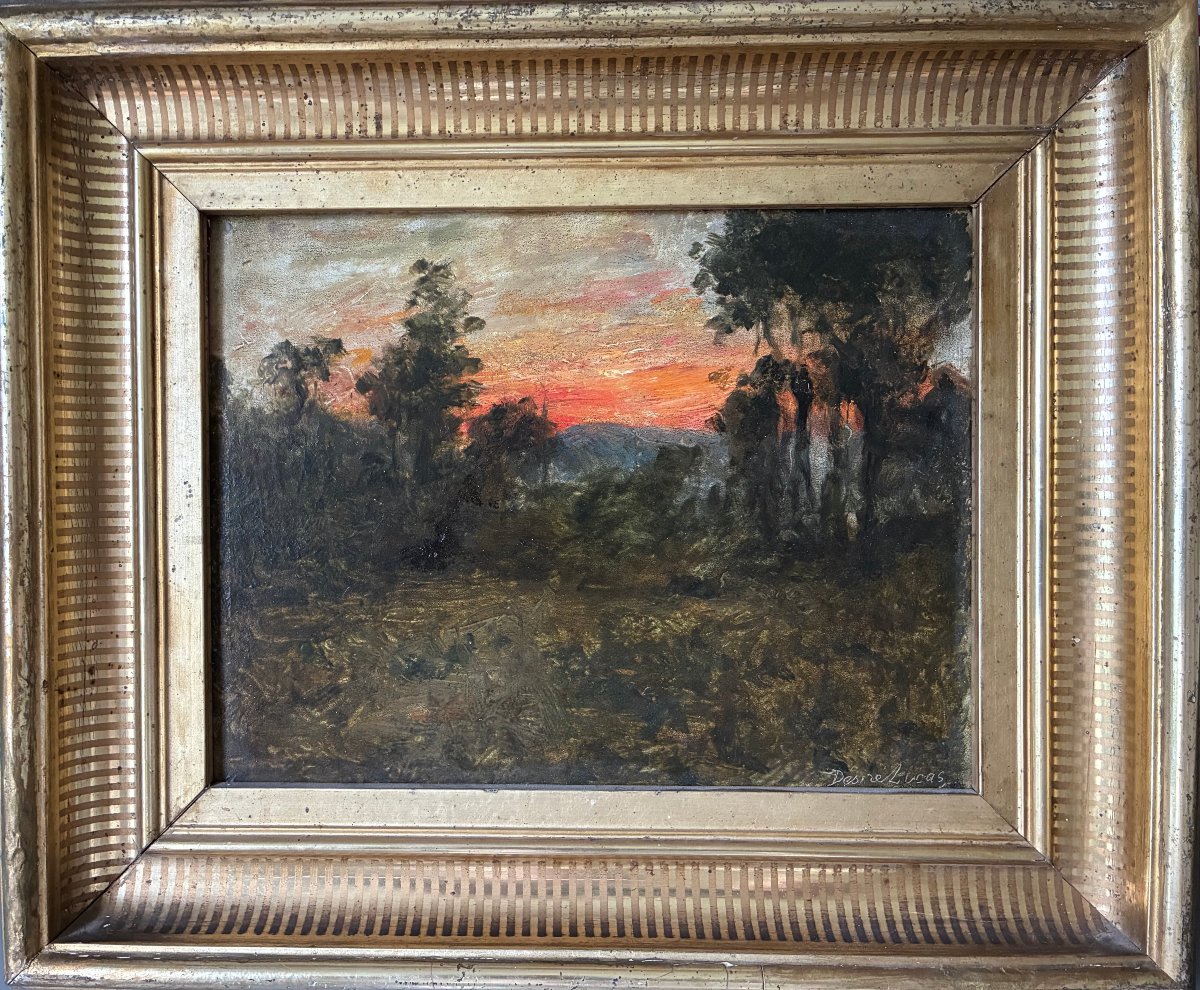 Paysage crépusculaire,  Désiré Lucas. (1869-1949). Ecole Française.-photo-5