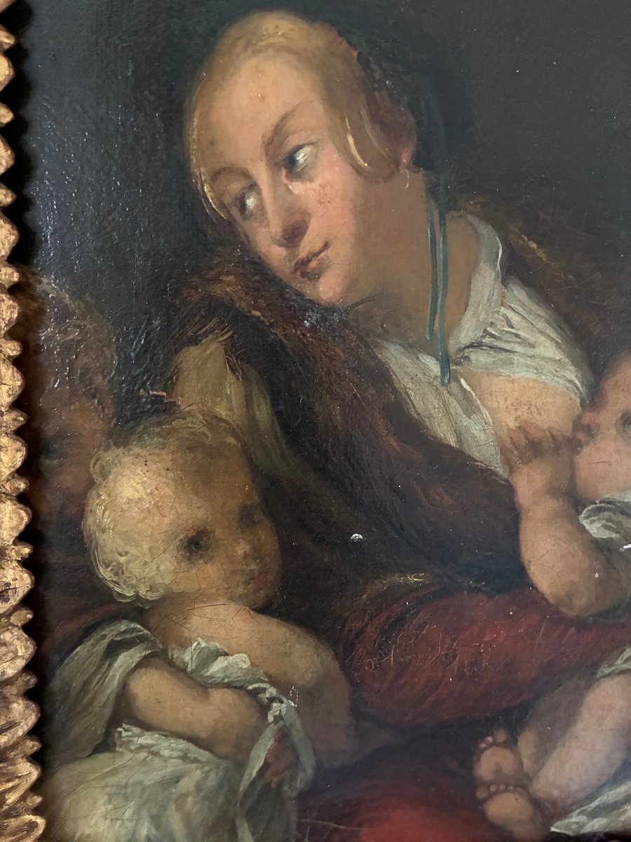 La charité. Suiveur de Goltzius Geldorp ( 1553- 1618 ).-photo-3