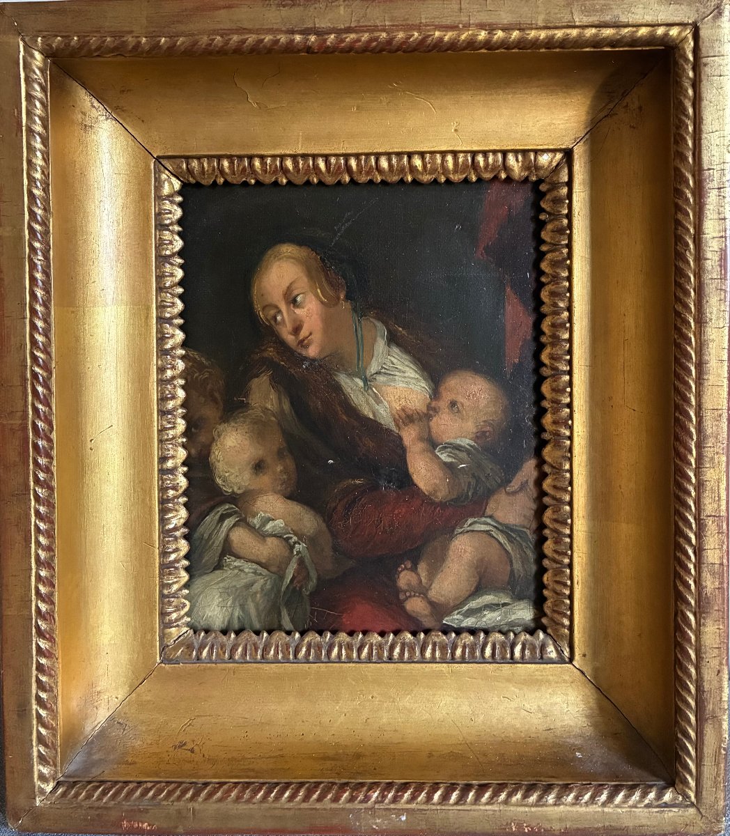 La charité. Suiveur de Goltzius Geldorp ( 1553- 1618 ).