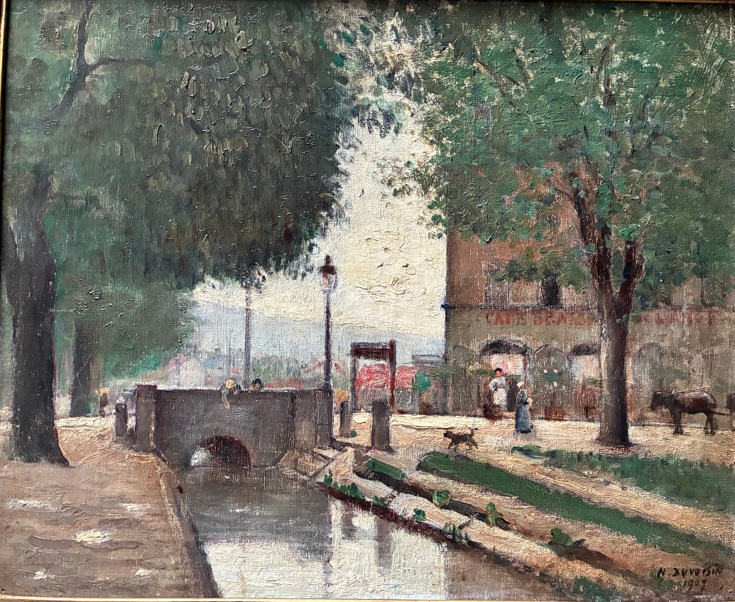 A Walk In Carouge (1909). H. Duvoisin. Impressionist Painting.-photo-5