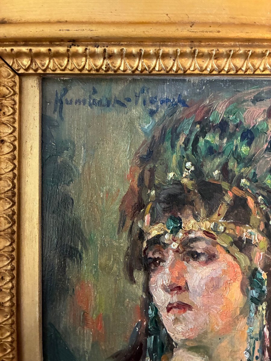 Portrait  d'une Orientale . Humbert-Vignot Léonie. Ecole Lyonnaise.-photo-3