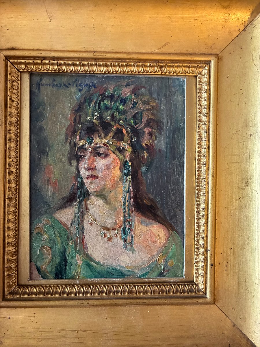 Portrait  d'une Orientale . Humbert-Vignot Léonie. Ecole Lyonnaise.-photo-1