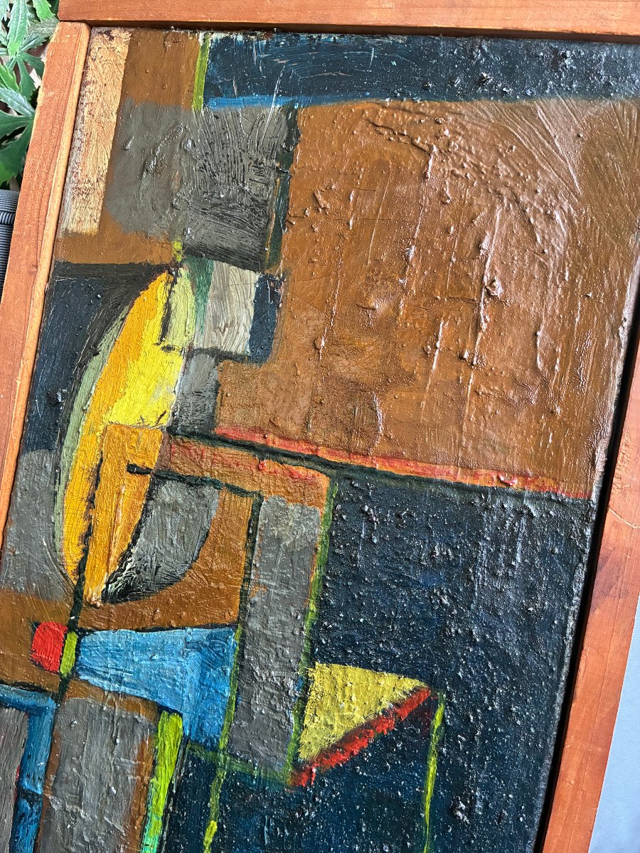 Oil On Canvas. Signature To Be Deciphered. 1948. Abstract Composition.-photo-4