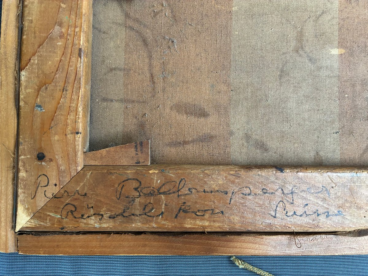 Oil On Canvas. Signature To Be Deciphered. 1948. Abstract Composition.-photo-5