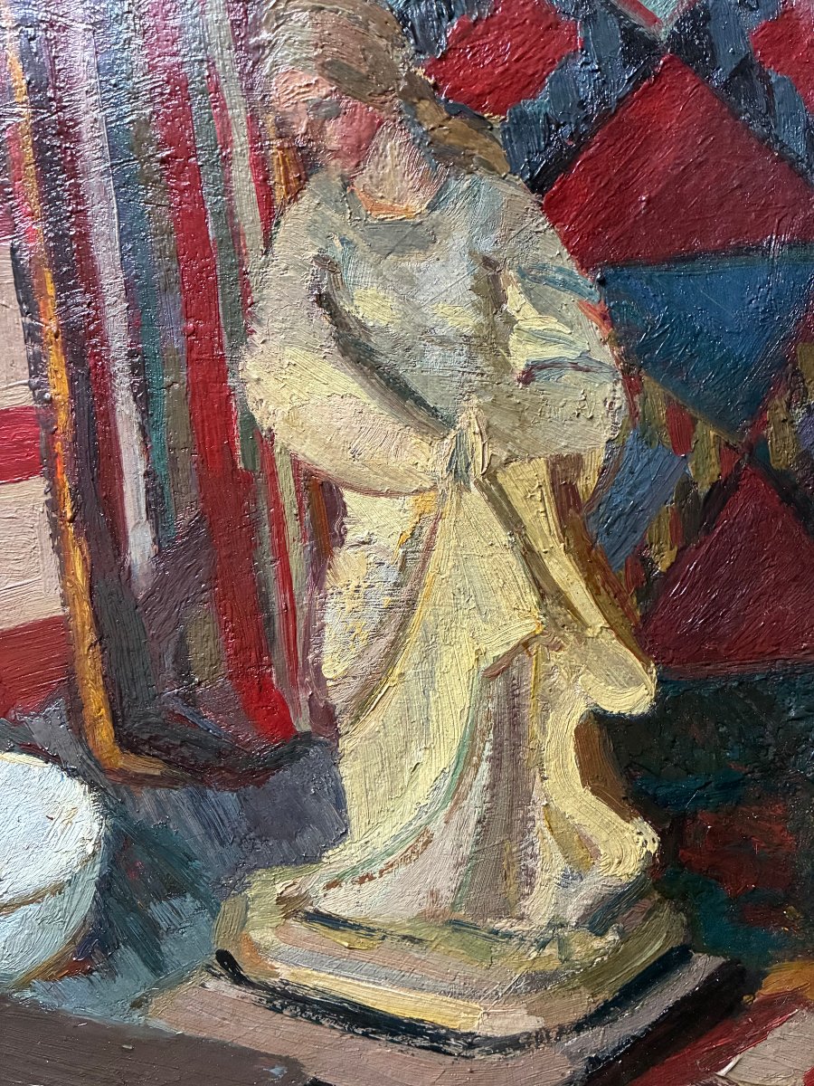 Oil On Canvas. Still Life. Virgin With A Book. Signature To Be Identified.-photo-5