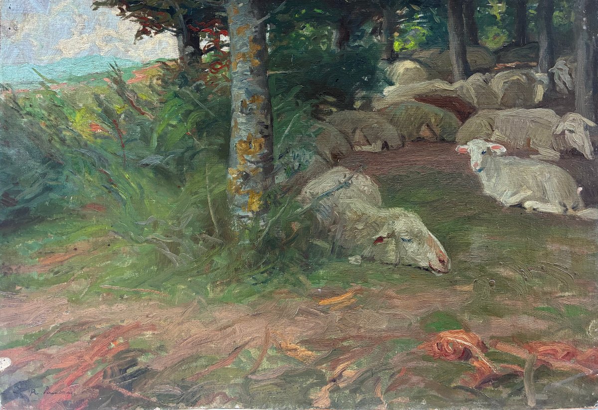 Le repos à l' ombre des arbres. PANERAI Ruggero.( 1862-1923). Ecole Italienne.-photo-4