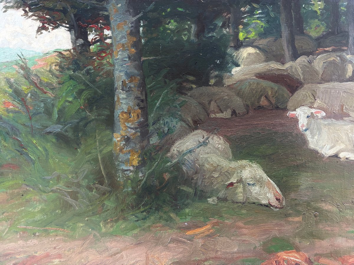 Le repos à l' ombre des arbres. PANERAI Ruggero.( 1862-1923). Ecole Italienne.-photo-5
