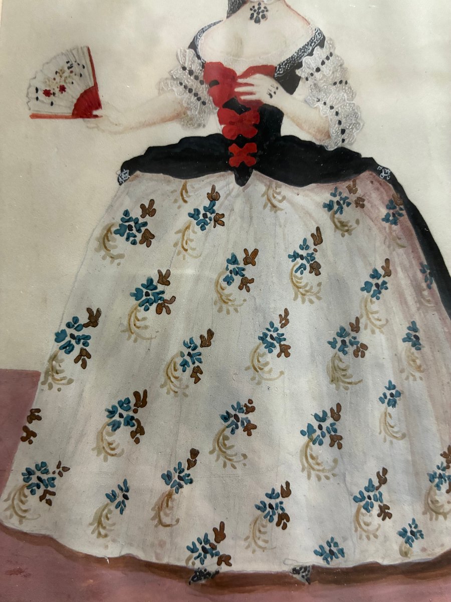 A Charming Little Gouache On Parchment From The Early 18th Century. -photo-3