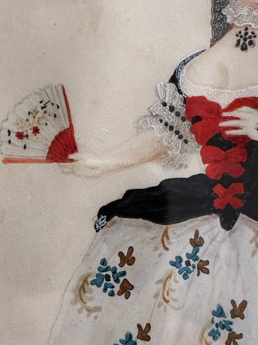 A Charming Little Gouache On Parchment From The Early 18th Century. -photo-3