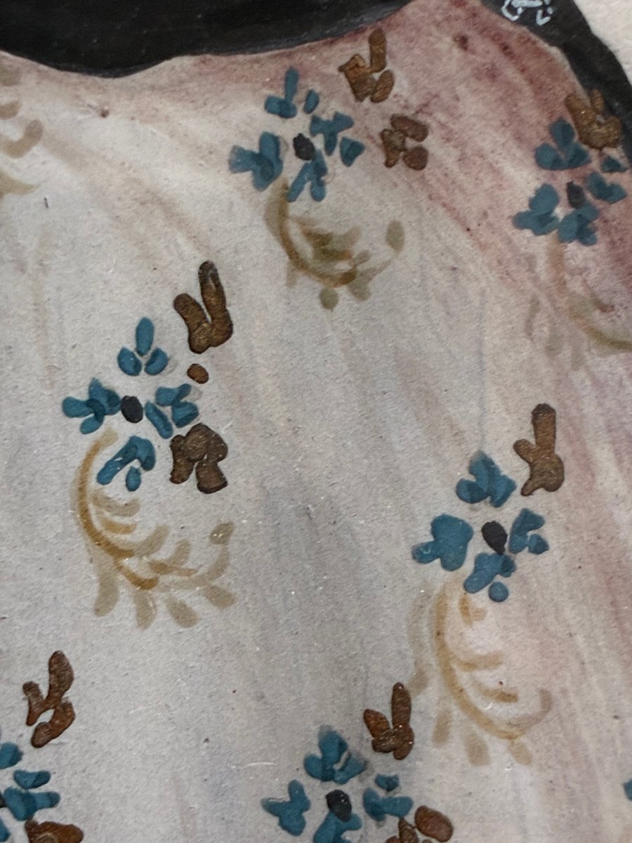 A Charming Little Gouache On Parchment From The Early 18th Century. -photo-4