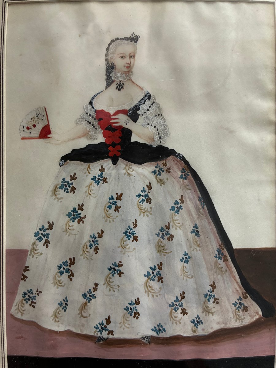 A Charming Little Gouache On Parchment From The Early 18th Century. 