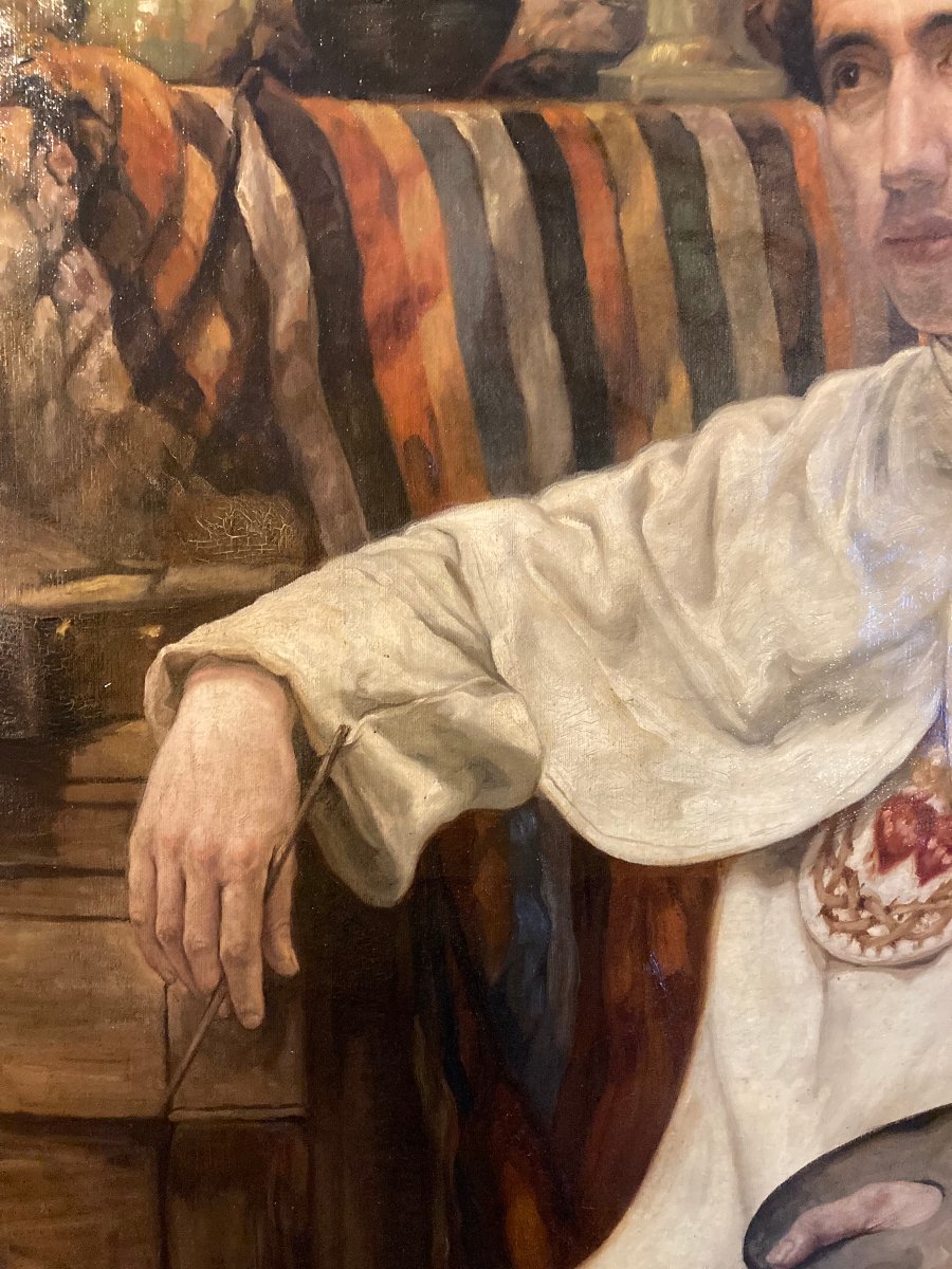 Portrait Of A Religious Painter. Early 20th Century. Inscribed On The Back: "ernest Faut."-photo-4