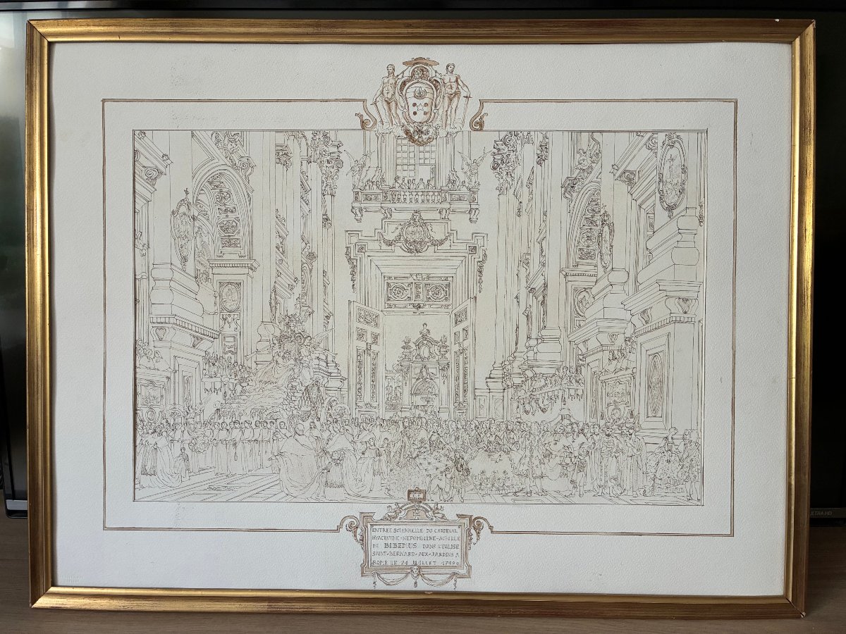 Pen And Wash. Important 20th-century Drawing. Historical Scene From The 18th Century.-photo-2
