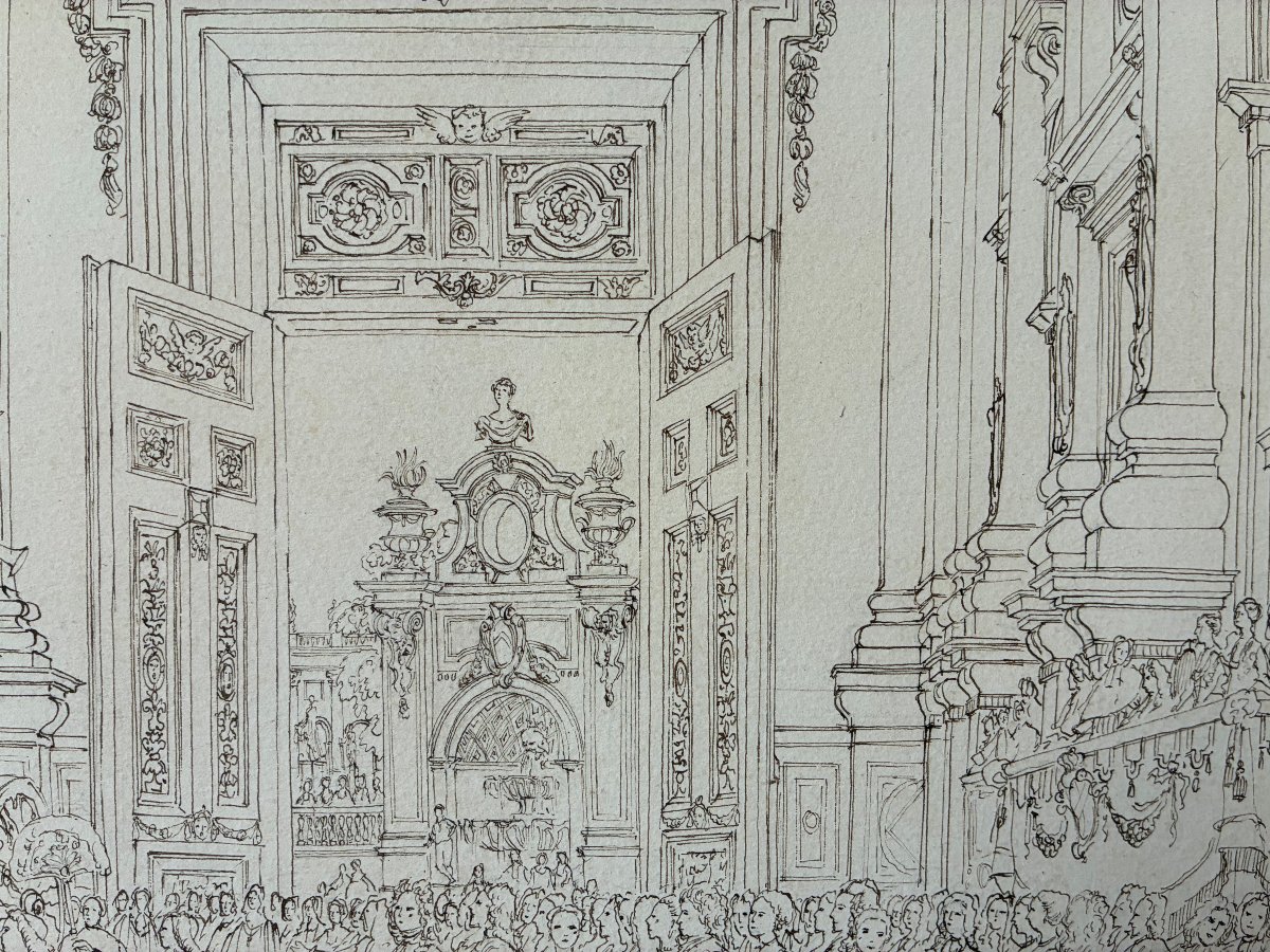 Pen And Wash. Important 20th-century Drawing. Historical Scene From The 18th Century.-photo-4
