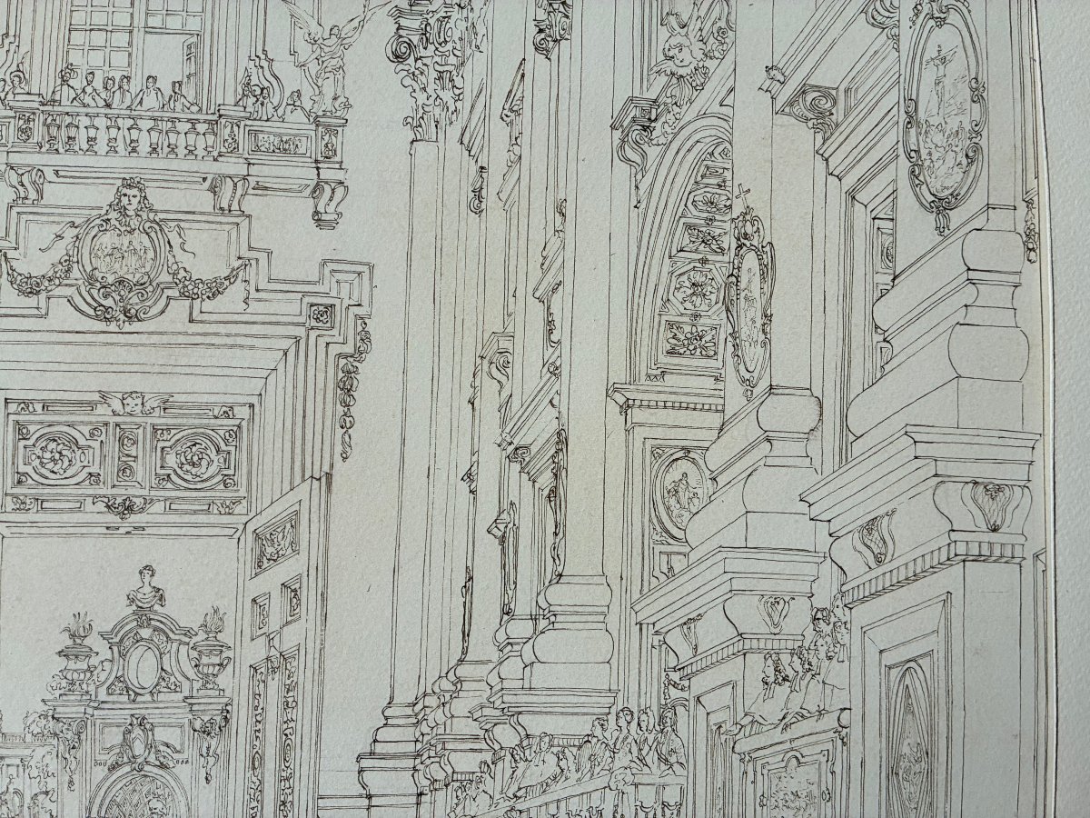 Pen And Wash. Important 20th-century Drawing. Historical Scene From The 18th Century.-photo-5