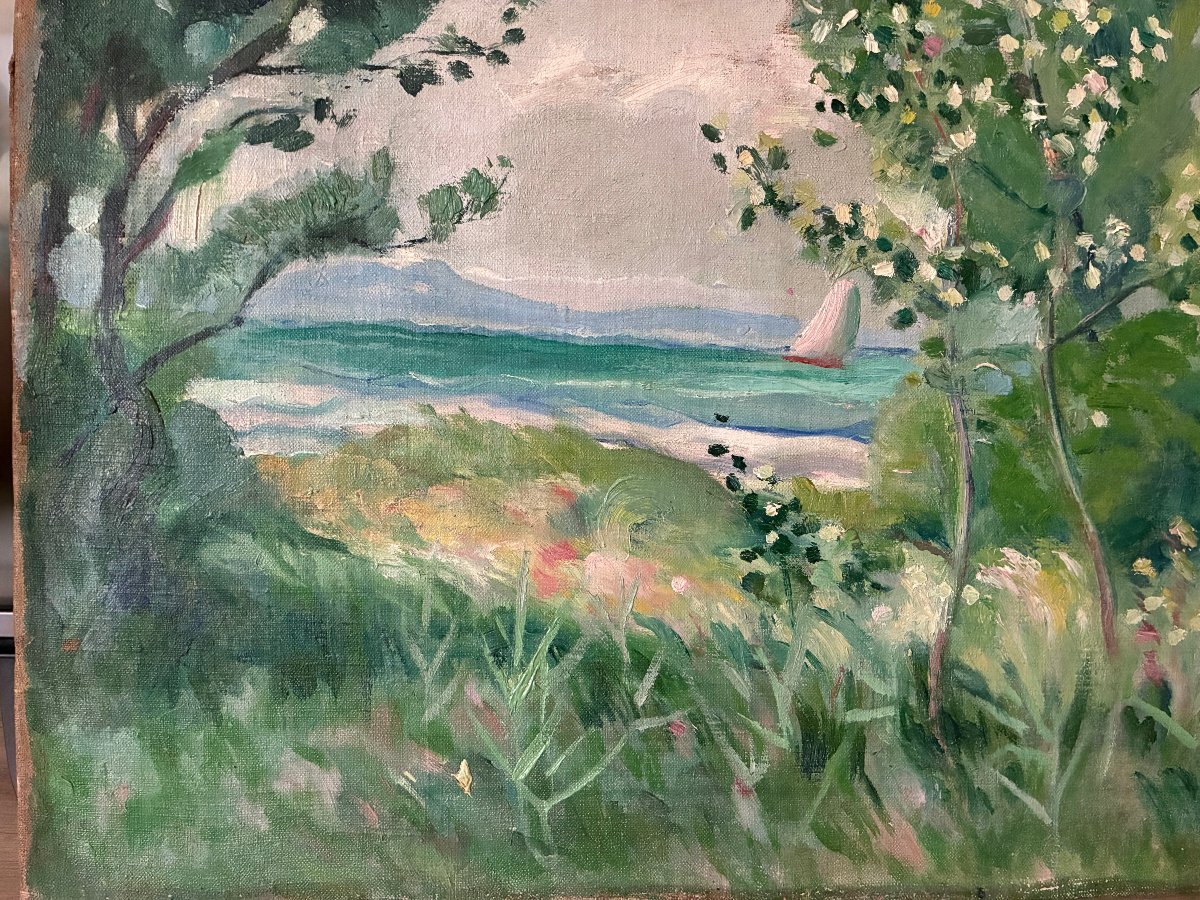 Post-impressionist Painting. Seashore. Circa 1940.-photo-4