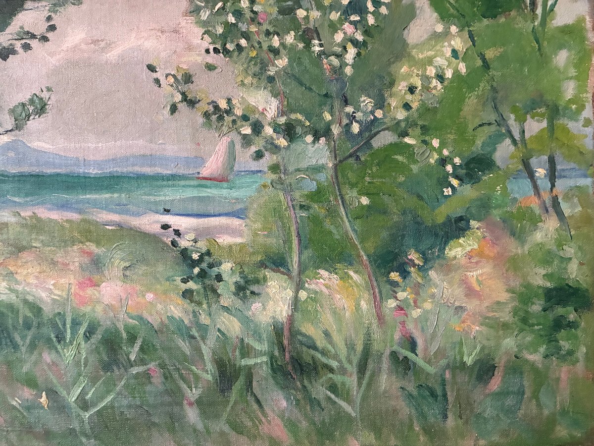 Post-impressionist Painting. Seashore. Circa 1940.-photo-1