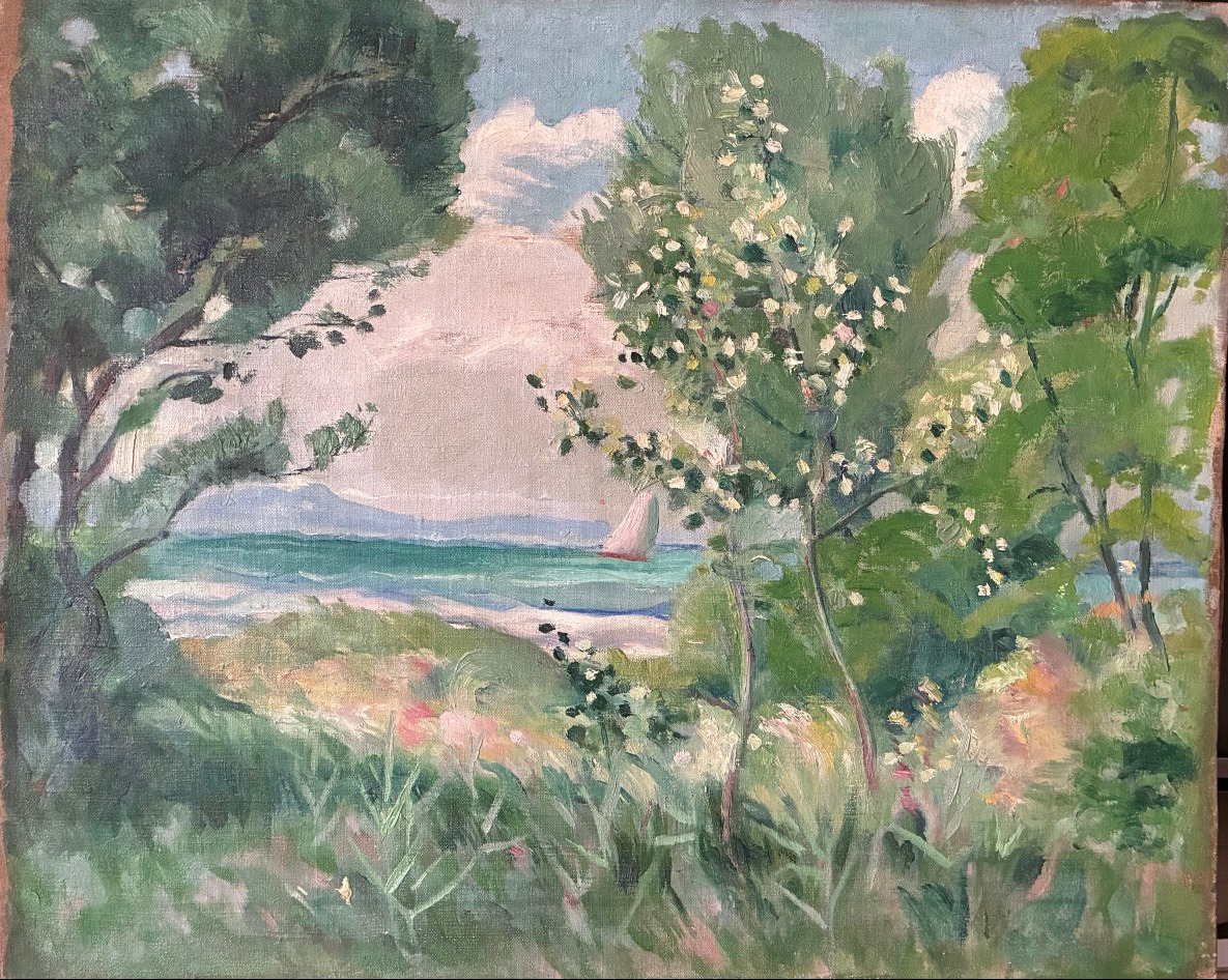Post-impressionist Painting. Seashore. Circa 1940.