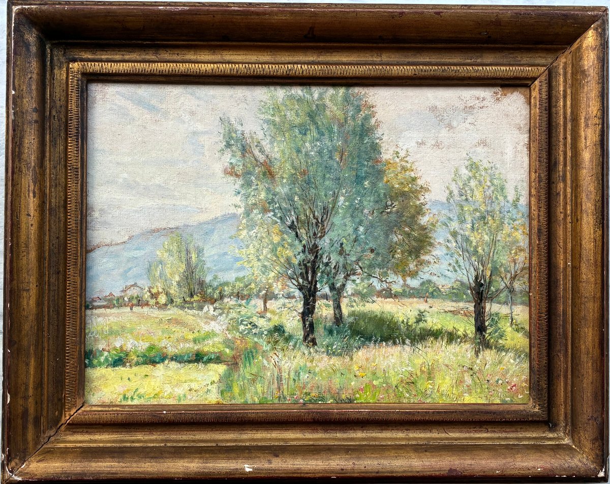 Impressionist Landscape By Théodore Douzon (1829–1914).