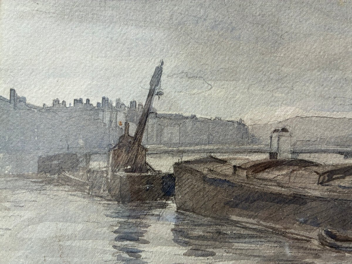 Morning On The Rhône In Lyon. Léon Garraud (1877–1961). Lyon School.-photo-3