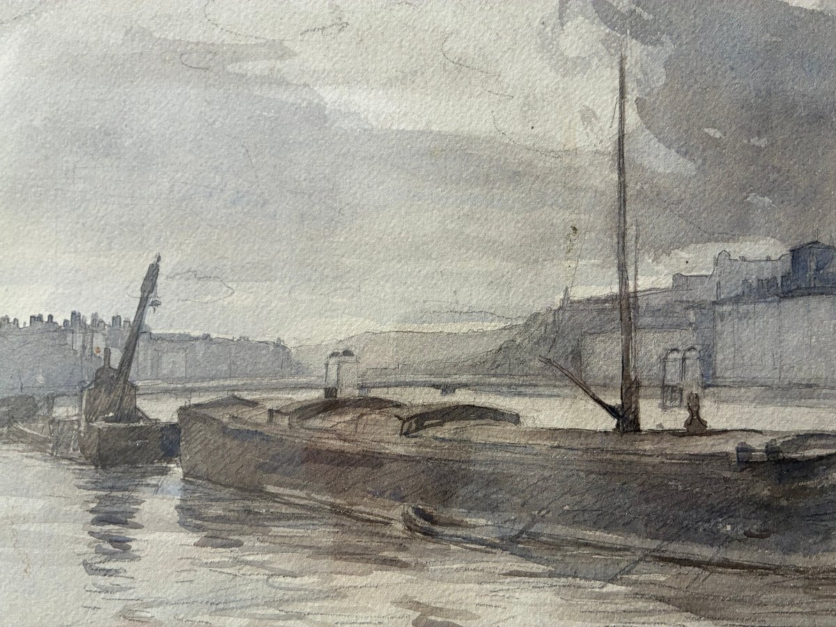 Morning On The Rhône In Lyon. Léon Garraud (1877–1961). Lyon School.-photo-4