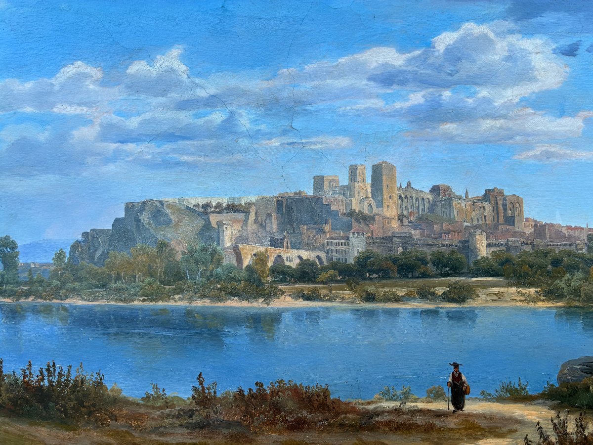 Vue d'Avignon au XIXème siècle. Attribué à DUNANT-VALLIER. (1818-1888).-photo-4
