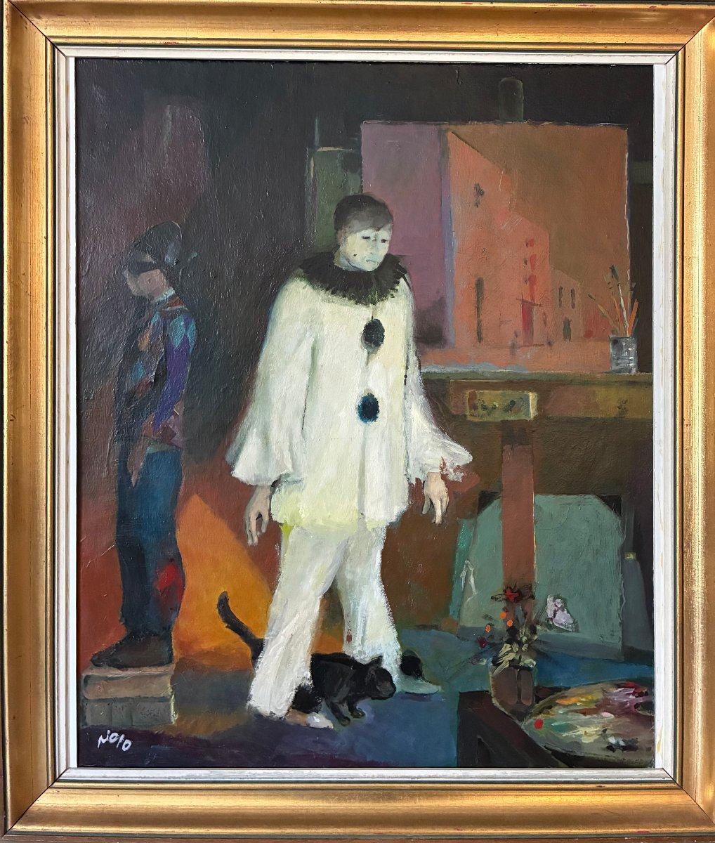 Harlequin And Pierrot In A Painter's Studio. 