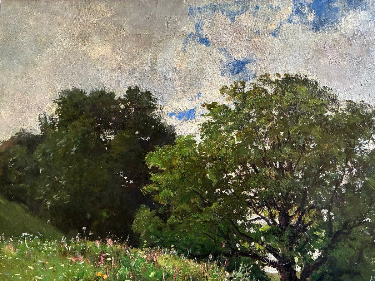 Impressionist Landscape. Oil On Canvas By Otto Gampert.-photo-1