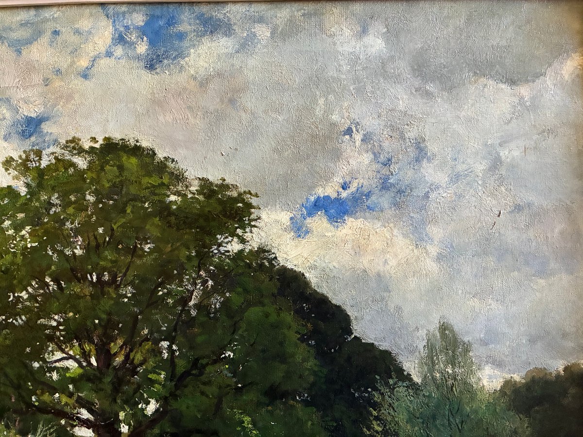 Impressionist Landscape. Oil On Canvas By Otto Gampert.-photo-2