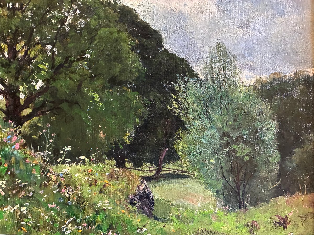 Impressionist Landscape. Oil On Canvas By Otto Gampert.-photo-3