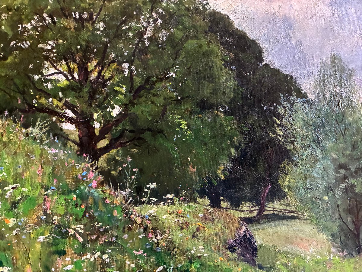 Impressionist Landscape. Oil On Canvas By Otto Gampert.-photo-4