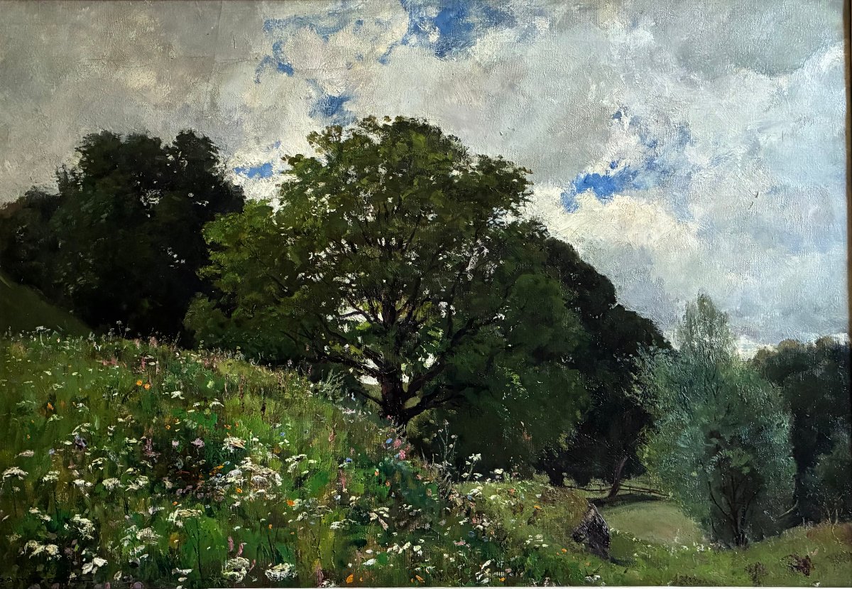 Impressionist Landscape. Oil On Canvas By Otto Gampert.