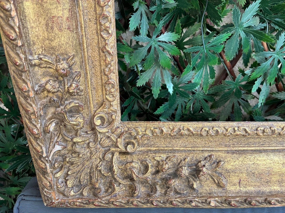 20th-century Carved And Gilded Wooden Frame.-photo-4